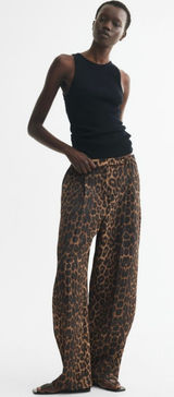 Kids Leopard Print Wide-Leg Pants - Brown/Black Photo 0