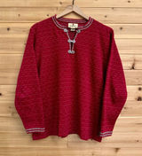 Vintage Woolrich Large Red Fair Isle Nordic Metal 1/4 Clasp Henley Sweater Photo 0