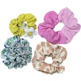 Aerie 4 Piece Scrunchie Set Floral Pink Giraffe Print Yellow Daisy‎ Photo 0