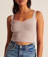 Abercrombie‎ Fitch Ribbed Knit Sweetheart Neck Crop Tank Top Size S Photo 0