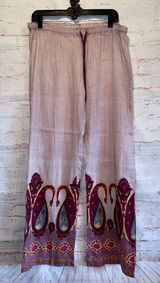 PJ Salvage Boho Pink Wide-Leg dot Printed Lounge Pants Burgundy Trim medium Photo 0