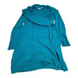 Athleta Teal Sweater Dress 2X Cowl Neck Tunic Organic Cotton Wool Pockets Photo 0
