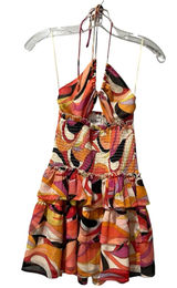 Sky‎ To Moon Dress Small Runched Mini Spaghetti Strap Open Back Orange Pi… Photo 0