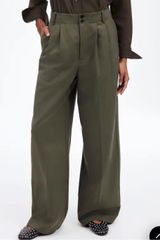 Madewell NEW The Harlow Wide-Leg Pant in Drapey Twill Faded Ivy Photo 0