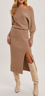 Blu-Ivy Side Slit Midi Sweater Dress Photo 0