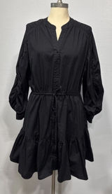 ASTR THE LABEL Ruched Long Sleeve Shirtdress Tiered Black Size M Preppy Party Photo 0