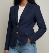 J. Crew Schoolboy Long Sleeve Wool Blend Lined Gold Buttons Blazer 4 Navy Blue Photo 0