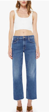 Mother The Newbie Ankle Fray Jeans Prized Possession Sz 28 New Mid Rise Straight Photo 0