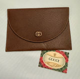 Gucci Vintage Accessory Collection Leather Envelope Pouch with Gold Logo Photo 0