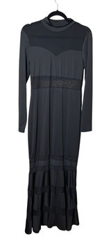 Womens Maxi Dress Size Large Black Mesh Panel‎ Long Sleeve Mermaid Goth Glam Photo 0