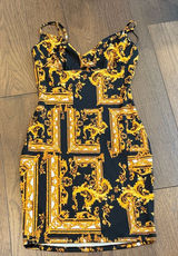 Bear Dance Black and Gold Mini Women's Dress Small C3-062 Photo 0