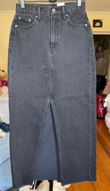 Aritzia The‎ '90S Vintage Mid-Rise Pencil Maxi Jean Skirt Size 23W Black #118619 Photo 0