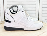 Michael Kors Georgie Logo Wedge Heel Leather Mid Top Sneakers White Black 8.5 Photo 0