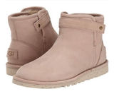 Ugg Sz 6 Boots Rella Beige Suede Shearling Lined Ankle Short Booties Snap Strap Photo 0