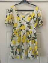 English Factory Lemon Puff Sleeves Mini Dress Size‎ Medium Cotton Photo 0