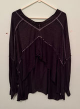 Free People FP Movement Long Sleeve Top Black S Boho Athleisure Yoga Casual Photo 0