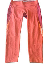 Outdoor Voices Orange‎ Colorblock Cropped High Waist Leggings Large Active Yoga Photo 0