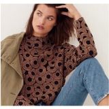 Anthropologie Maeve Funnel Neck Sweater S Boxy Boho Mod Retro Art Deco 70s Photo 0