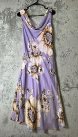 Floral Cowl Neck Midi Dress Lavender Sleeveless A-Line Garden Party Size 6 Photo 0