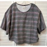Vintage Powermax Grey Purple Striped Short Sleeve Sweatshirt Made in USA Large Photo 0