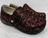 Alegria Kourtney Red Gold Metallic Fan Leather Clog Nursing Shoes KAR-274X‎ 35 Photo 0