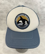 Mighty Fine Orca Whale Earth‎ Day Trucker Hat Blue White Snapback Mesh Cap Photo 0