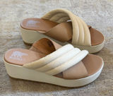 Sorel Cameron Wedge Flatform Sandals Womens 8 Tan Cream Slip On Photo 0