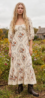 Free People Ethereal Dainty All the Attitude Printed Maxi Dress Medium Cottage Photo 0