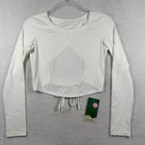 Halara Womens White Open Back Tie Hem Long Sleeve Crop Top Activewear JV85K S Photo 0