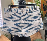 Denim & Supply Ralph Lauren Blue & White Aztec Preppy Boho Zip Fly Jean Shorts Photo 0