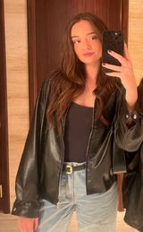 Leather Jacket Black Size 4 Photo 0