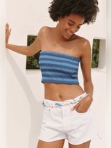 Anthropologie Celandine Strapless Smocked Top in Marina XL NWT Photo 0
