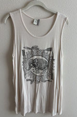 Paper Crane Ivory Graphic Elephant Tank Top Boho‎ Tribal Print Women's Size M Photo 0