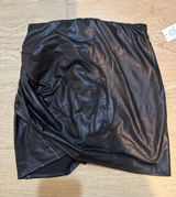 Rainbow Black Faux Leather Mini Skirt Tulip Hem Draped Bodycon‎ Small NEW Photo 0