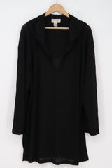 J. Valdi Cover Up Womens XL Black Hooded Ribbed V-Neck Excellent Photo 0