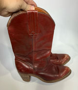 Vintage Frye red leather pull on‎ cowboy boots western women's size 6.5 boho Photo 0