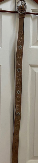 Roper Western Belt Women M 30/33 Leather Brown Embroidered Boho Cowgirl Rodeo Photo 0
