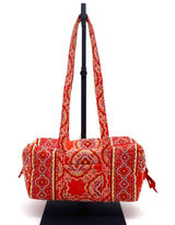 Vera Bradley Original Handbag Paprika Medallion Red Retired Barrel Shoulder Bag Photo 0