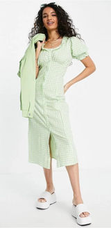 Miss‎ Selfridge Gingham Checked Button-Down Midi Dress Sz. 8 NWT Photo 0