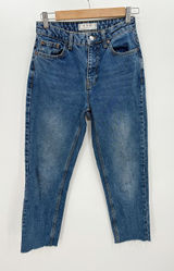 Free People We The‎ Free Denim Tapered Mom jeans Raw Hem Cotton Women Size 25 Photo 0