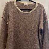 Carly Jean Roll Neck Boxy Linen Cotton Knit Sweater Taupe Marl‎ S/M Photo 0