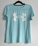 Under Armour Women's Short Sleeve Tee in Aqua with White Logo Size L Photo 0