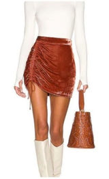 Free People Vivienne Velvet Orange skirt 8 crushed velvet rust orange Photo 0