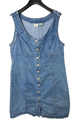 Gap Womens Blue Denim Button Front Mini Dress Sleeveless Scoop Neck Size M Photo 0