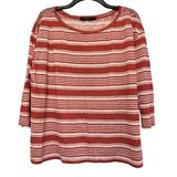 Polo Ralph Lauren Red Cream Stripe Linen 3/4 Sleeve Boat Neck Shirt Size Large‎ Photo 0