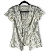 Pixley White Floral Lace Mesh Open Front Cardigan Fairycore Shrug S SFT2008‎ Photo 0