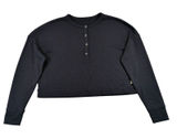 Vuori Womens Black Cropped Henley Long Sleeve Top Relaxed Fit Drop Shoulder XL Photo 0