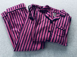 Anne Klein Women's 2 pc Size Medium PJ'S Fleece Pajama Set Striped Pink/Purple Photo 0