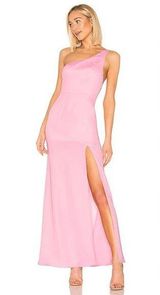 Revolve NBD Lapsey Long Maxi One Shoulder Side Slit Barbiecore Gown Dress Sz S Photo 0