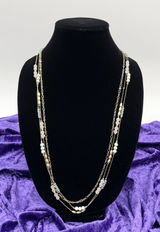 Massini Women Long Necklace‎ One Size Gold Minty Fresh Beaded Layered Chain Photo 0